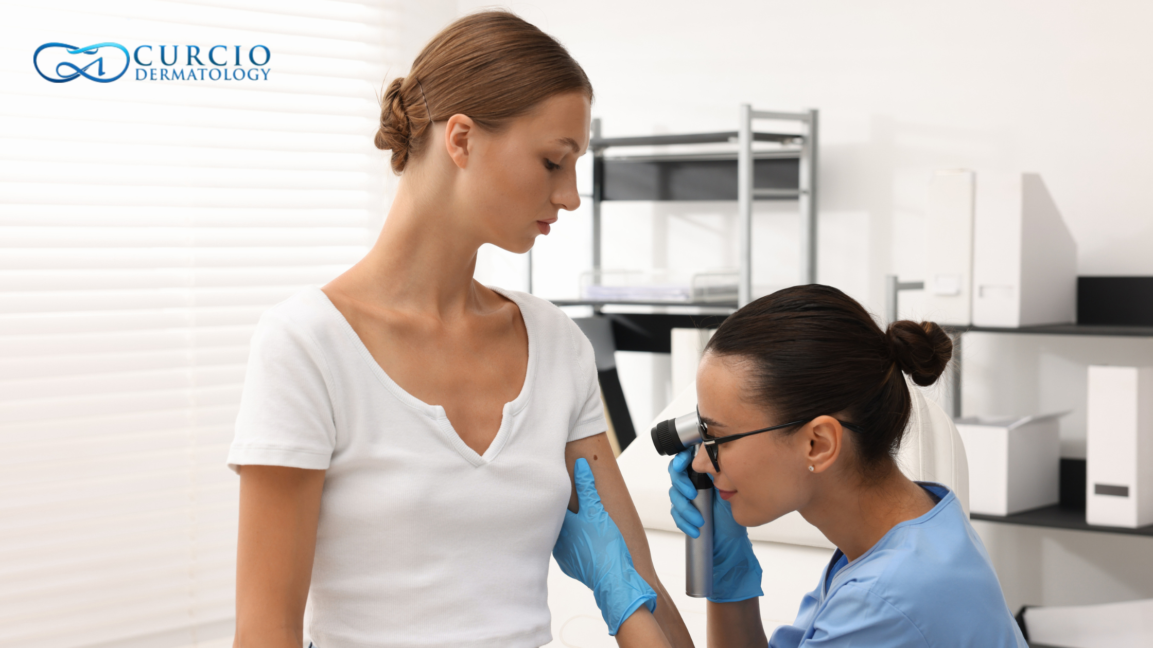 Requested Treatments at Curcio Dermatology Dermatologist performing a skin examination at Curcio Dermatology in Nashville