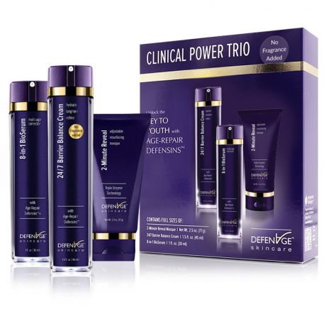 CLINICAL POWER TRIO is DefenAge's signature, clinical-study tested, dermatologist recommended skin care treatment